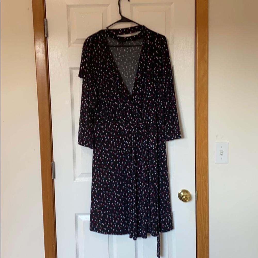 3/4 sleeve wrap dress